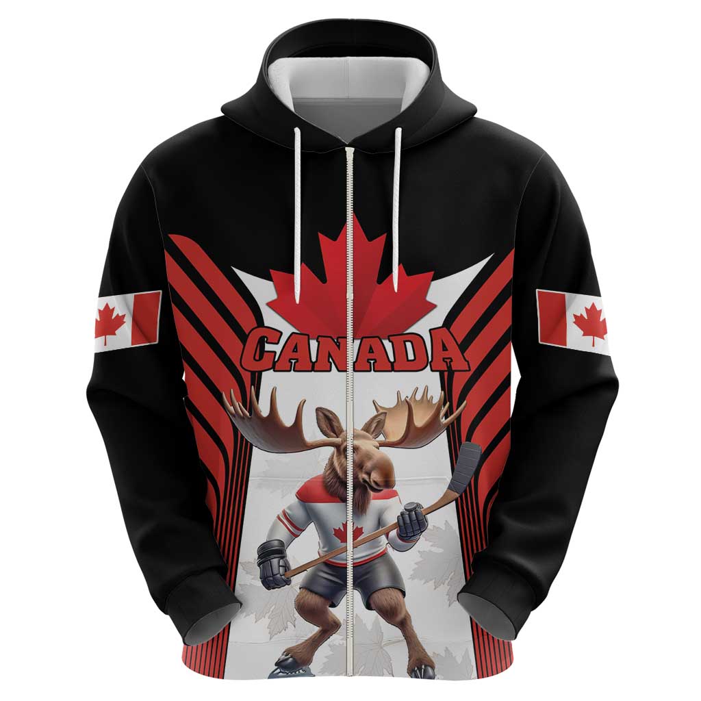 Custom Canada Hockey Hoodie Moose Playing Ice Hockey