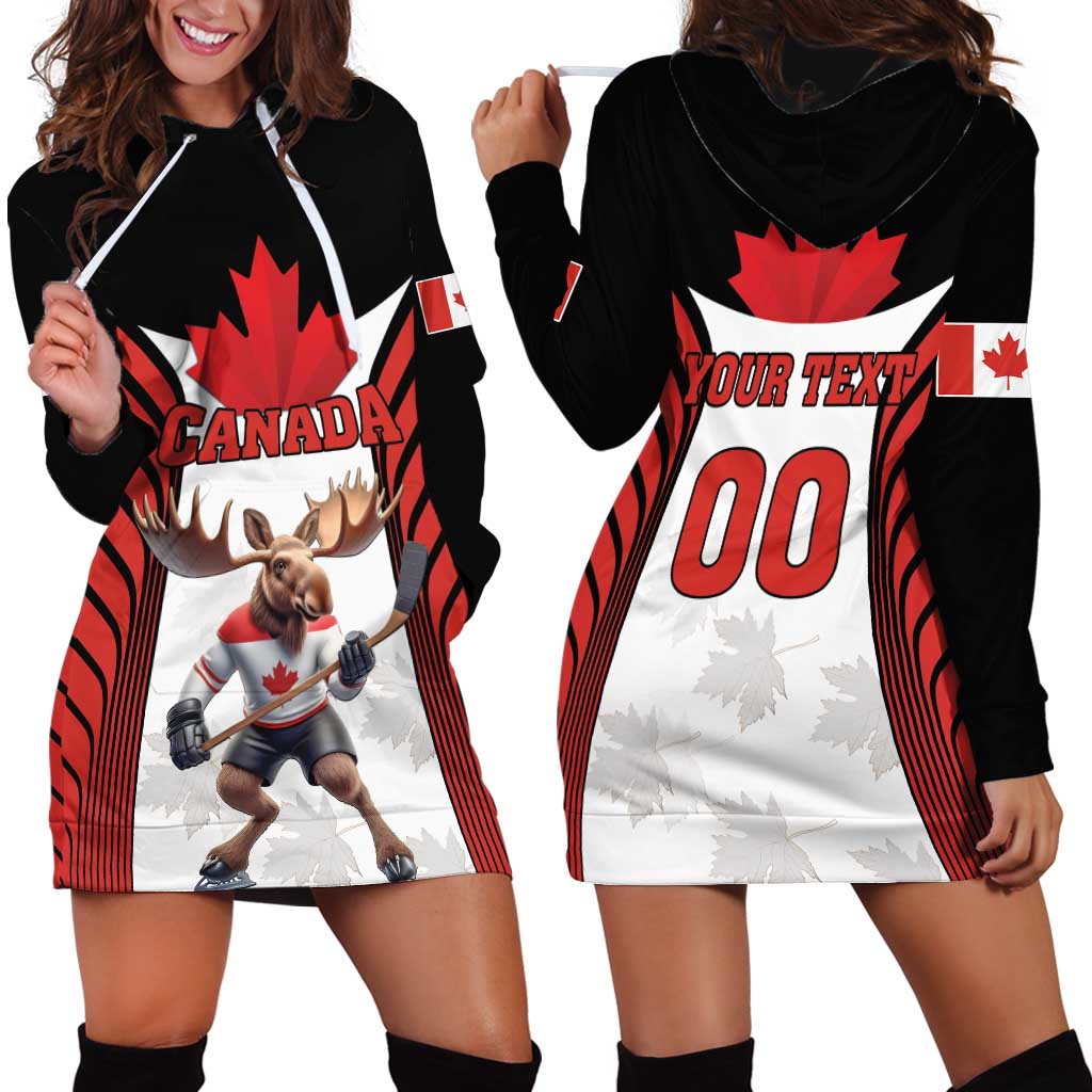 Custom Canada Hockey Hoodie Dress Moose Playing Ice Hockey