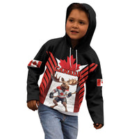 Custom Canada Hockey Kid Hoodie Moose Playing Ice Hockey