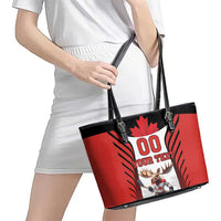 Custom Canada Hockey Leather Tote Bag Moose Playing Ice Hockey