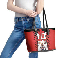 Custom Canada Hockey Leather Tote Bag Moose Playing Ice Hockey