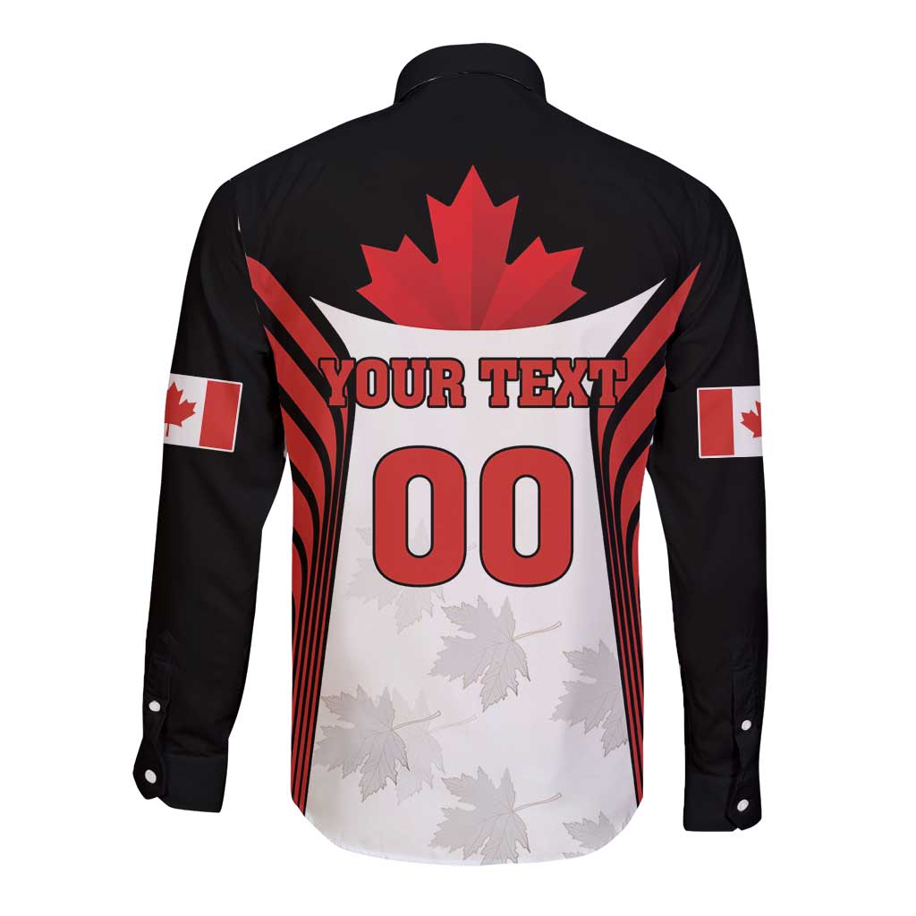 Custom Canada Hockey Long Sleeve Button Shirt Moose Playing Ice Hockey