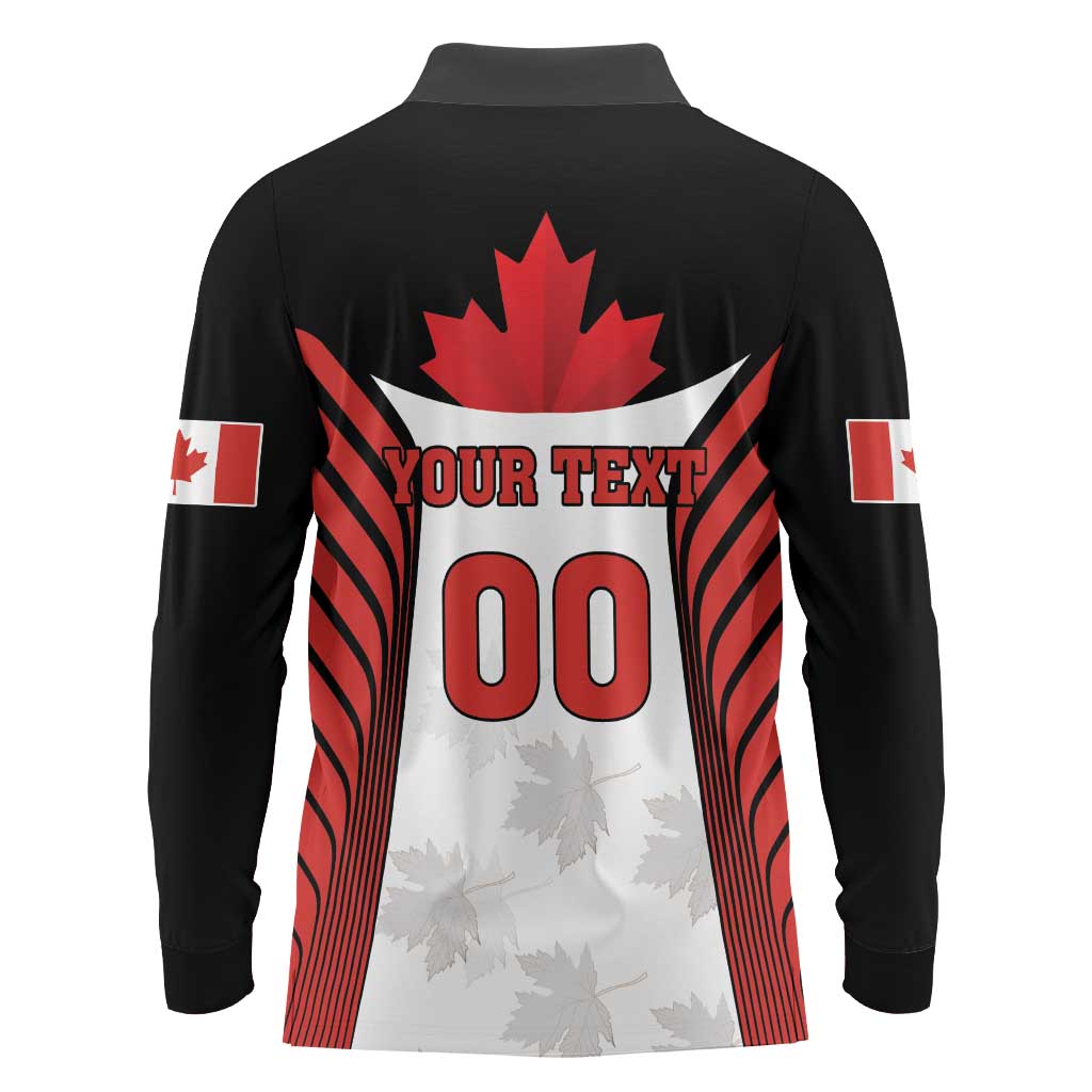 Custom Canada Hockey Long Sleeve Polo Shirt Moose Playing Ice Hockey