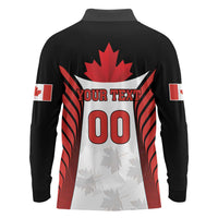 Custom Canada Hockey Long Sleeve Polo Shirt Moose Playing Ice Hockey