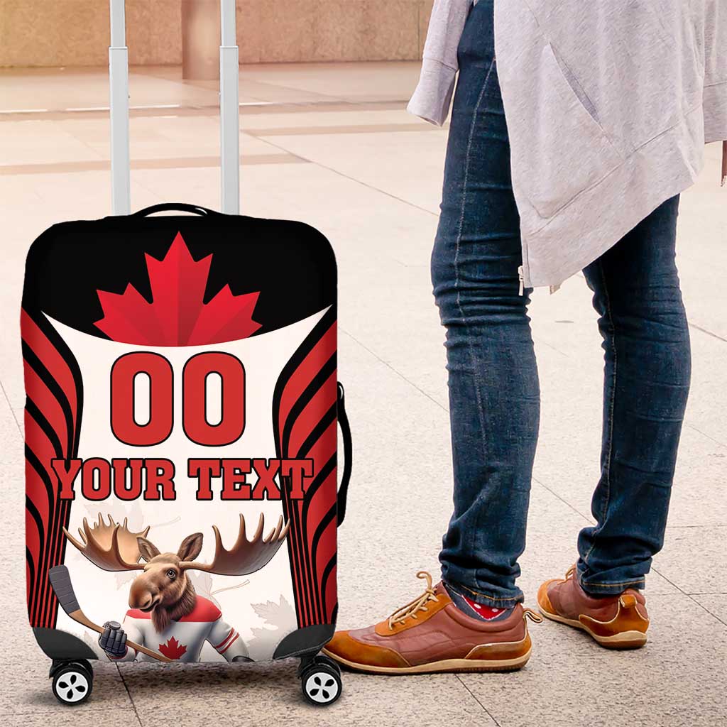 Custom Canada Hockey Luggage Cover Moose Playing Ice Hockey