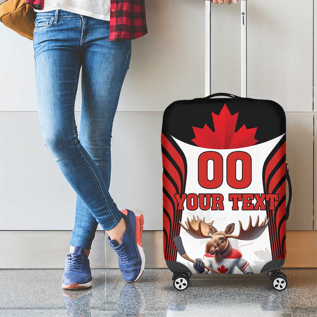 Custom Canada Hockey Luggage Cover Moose Playing Ice Hockey