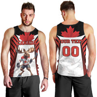 Custom Canada Hockey Men Tank Top Moose Playing Ice Hockey