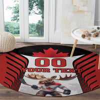 Custom Canada Hockey Round Carpet Moose Playing Ice Hockey