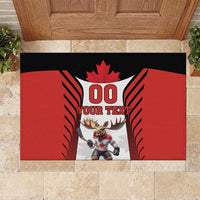 Custom Canada Hockey Rubber Doormat Moose Playing Ice Hockey