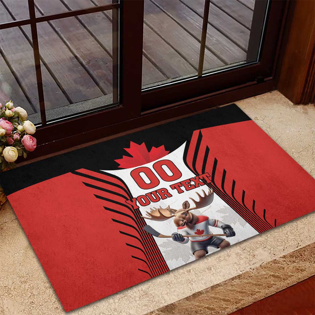 Custom Canada Hockey Rubber Doormat Moose Playing Ice Hockey