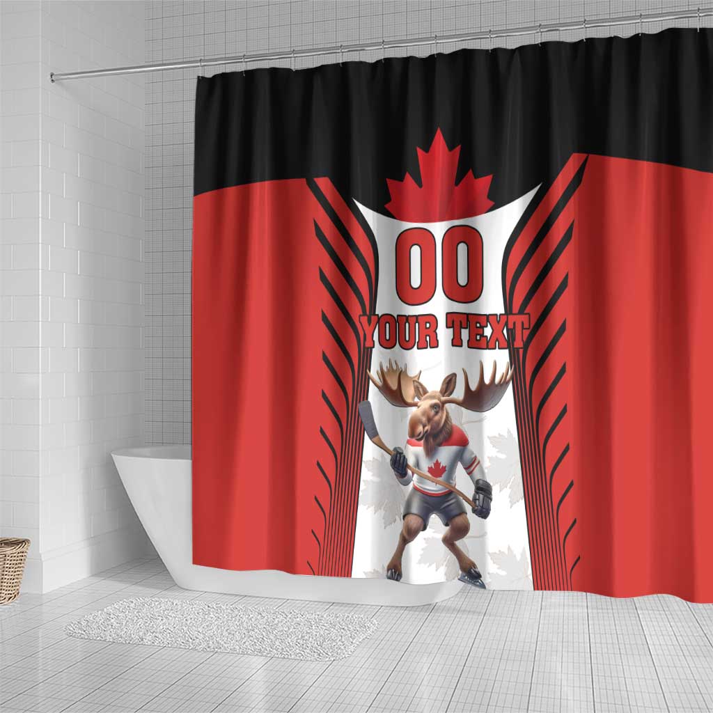 Custom Canada Hockey Shower Curtain Moose Playing Ice Hockey