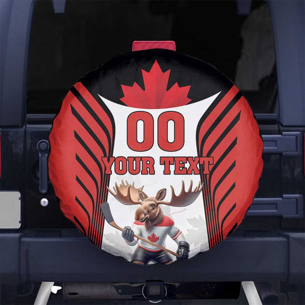 Custom Canada Hockey Spare Tire Cover Moose Playing Ice Hockey