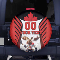 Custom Canada Hockey Spare Tire Cover Moose Playing Ice Hockey