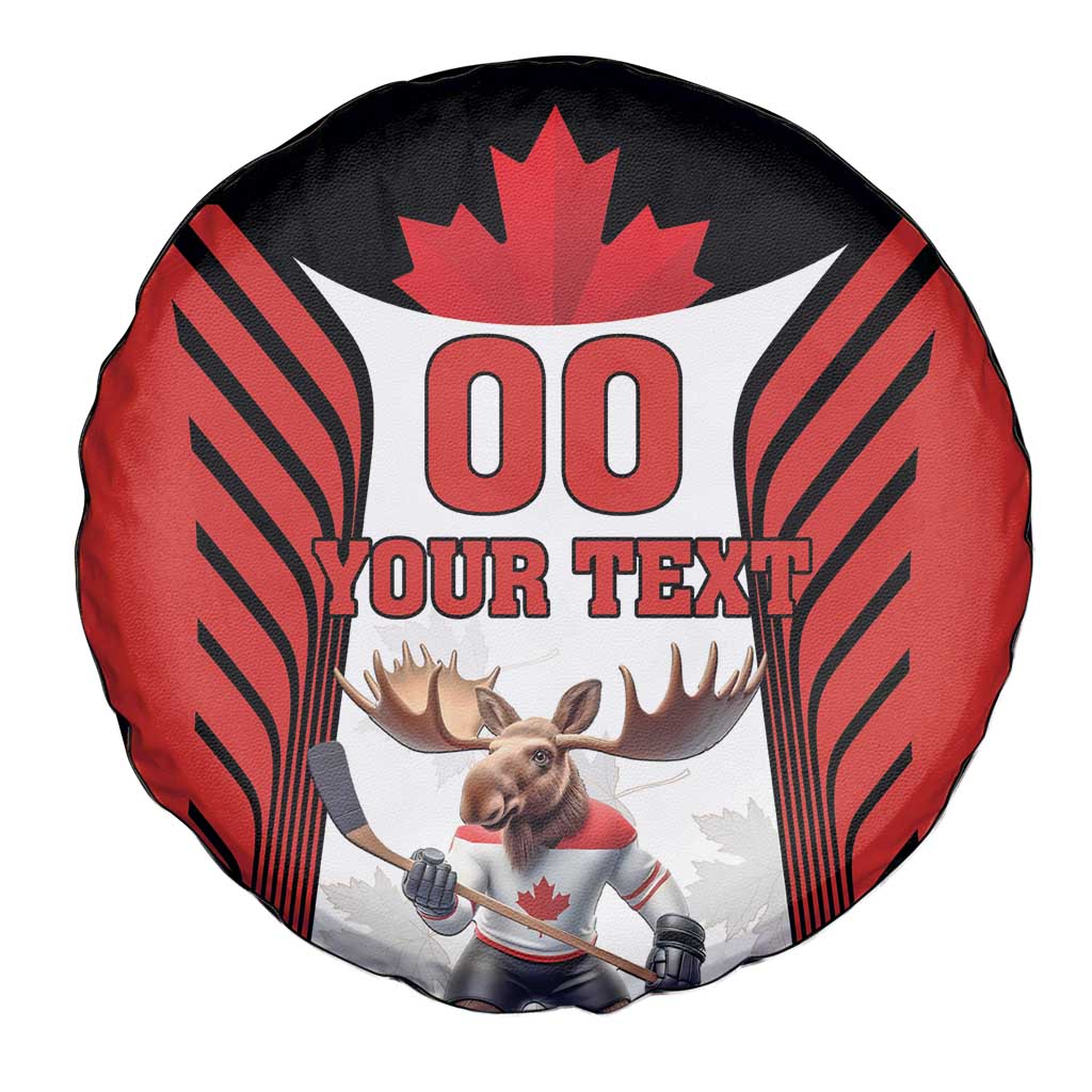 Custom Canada Hockey Spare Tire Cover Moose Playing Ice Hockey
