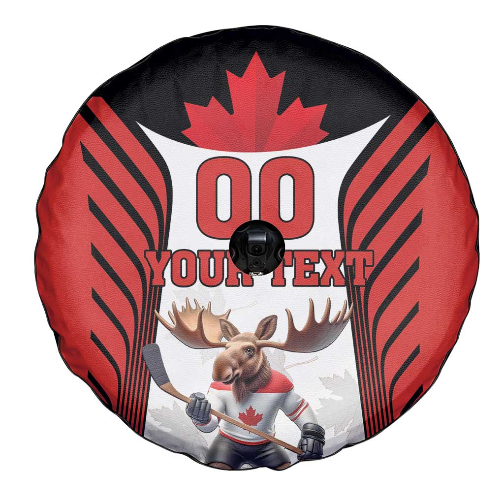 Custom Canada Hockey Spare Tire Cover Moose Playing Ice Hockey
