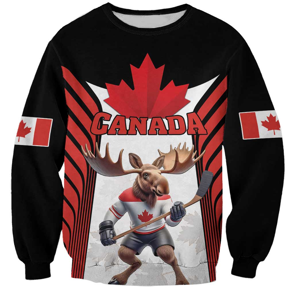 Custom Canada Hockey Sweatshirt Moose Playing Ice Hockey