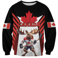 Custom Canada Hockey Sweatshirt Moose Playing Ice Hockey