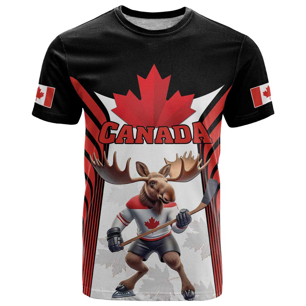 Custom Canada Hockey T Shirt Moose Playing Ice Hockey