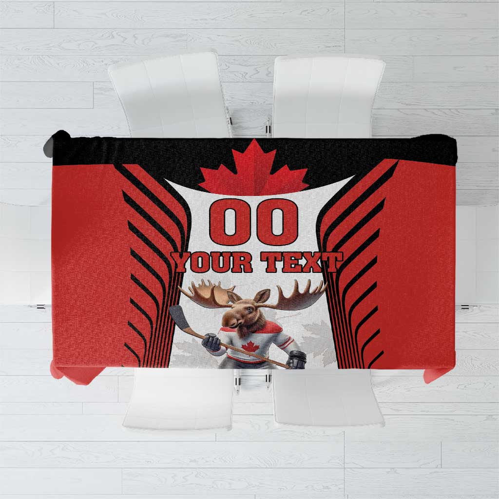 Custom Canada Hockey Tablecloth Moose Playing Ice Hockey