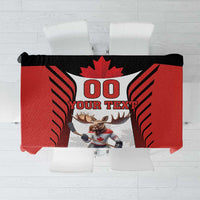 Custom Canada Hockey Tablecloth Moose Playing Ice Hockey