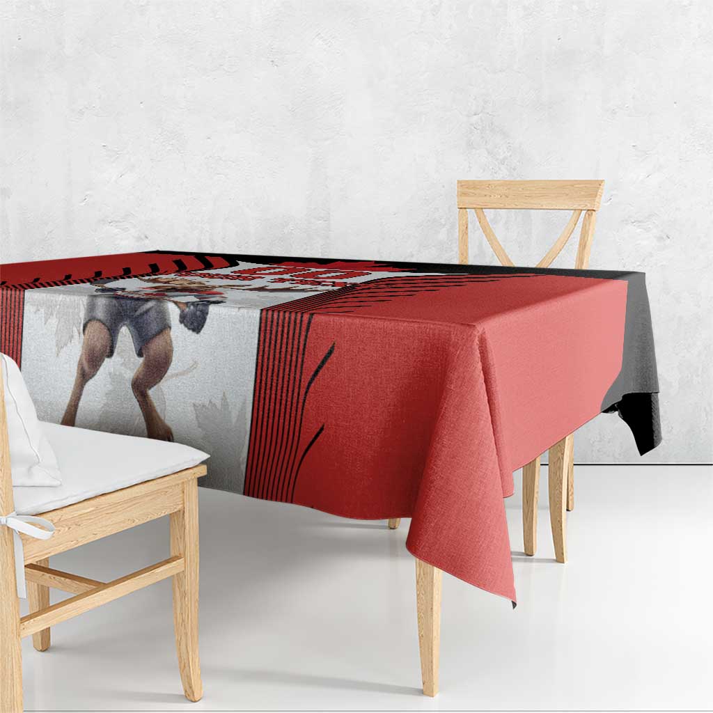 Custom Canada Hockey Tablecloth Moose Playing Ice Hockey