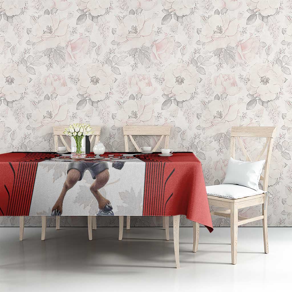 Custom Canada Hockey Tablecloth Moose Playing Ice Hockey