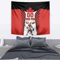 Custom Canada Hockey Tapestry Moose Playing Ice Hockey
