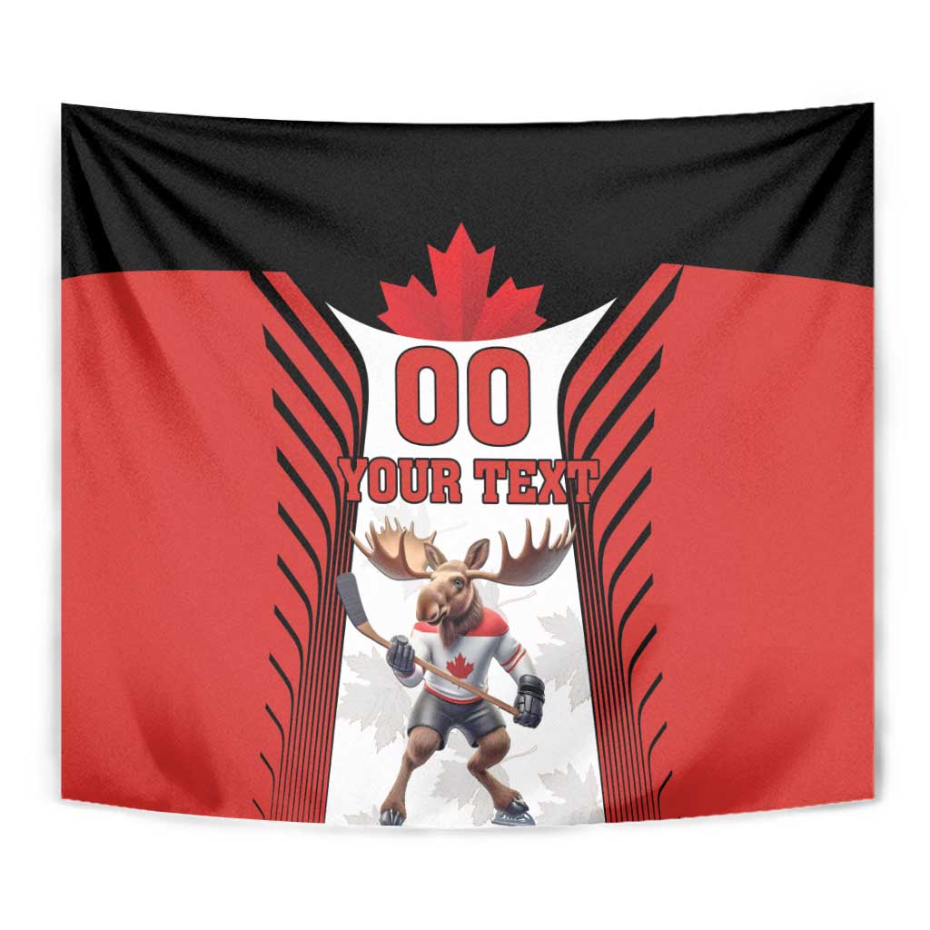 Custom Canada Hockey Tapestry Moose Playing Ice Hockey