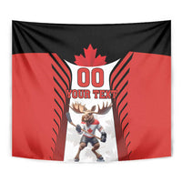 Custom Canada Hockey Tapestry Moose Playing Ice Hockey