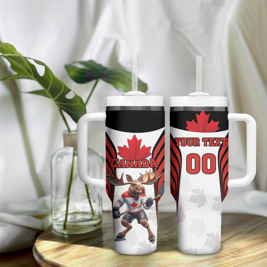 Custom Canada Hockey Tumbler With Handle Moose Playing Ice Hockey