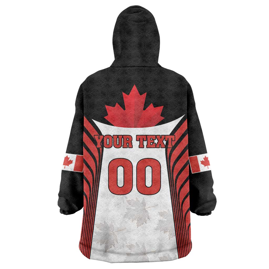 Custom Canada Hockey Wearable Blanket Hoodie Moose Playing Ice Hockey