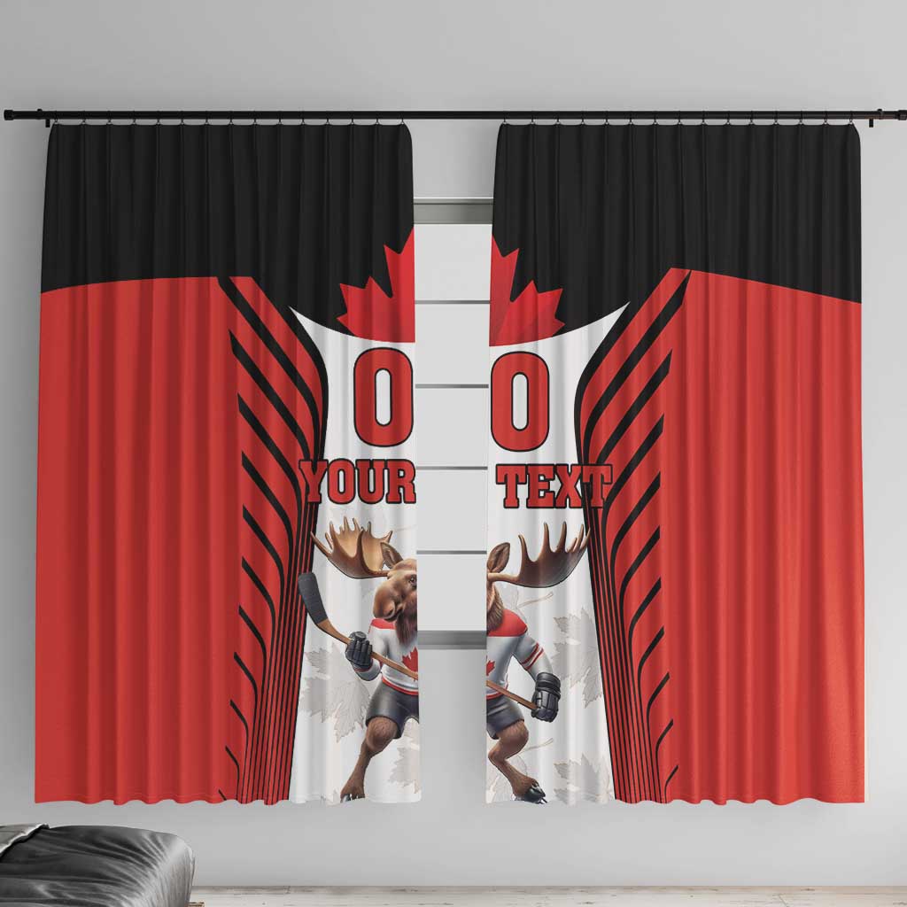 Custom Canada Hockey Window Curtain Moose Playing Ice Hockey