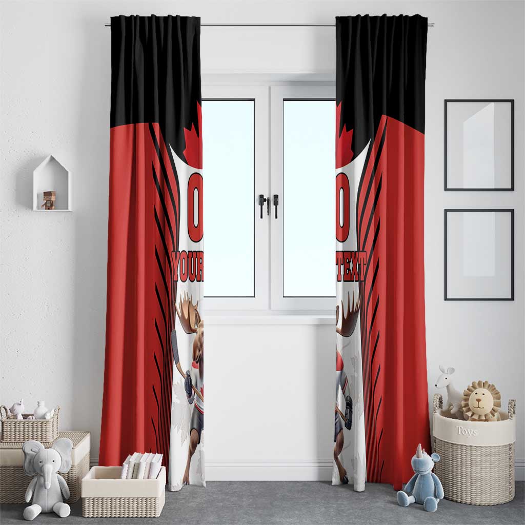 Custom Canada Hockey Window Curtain Moose Playing Ice Hockey