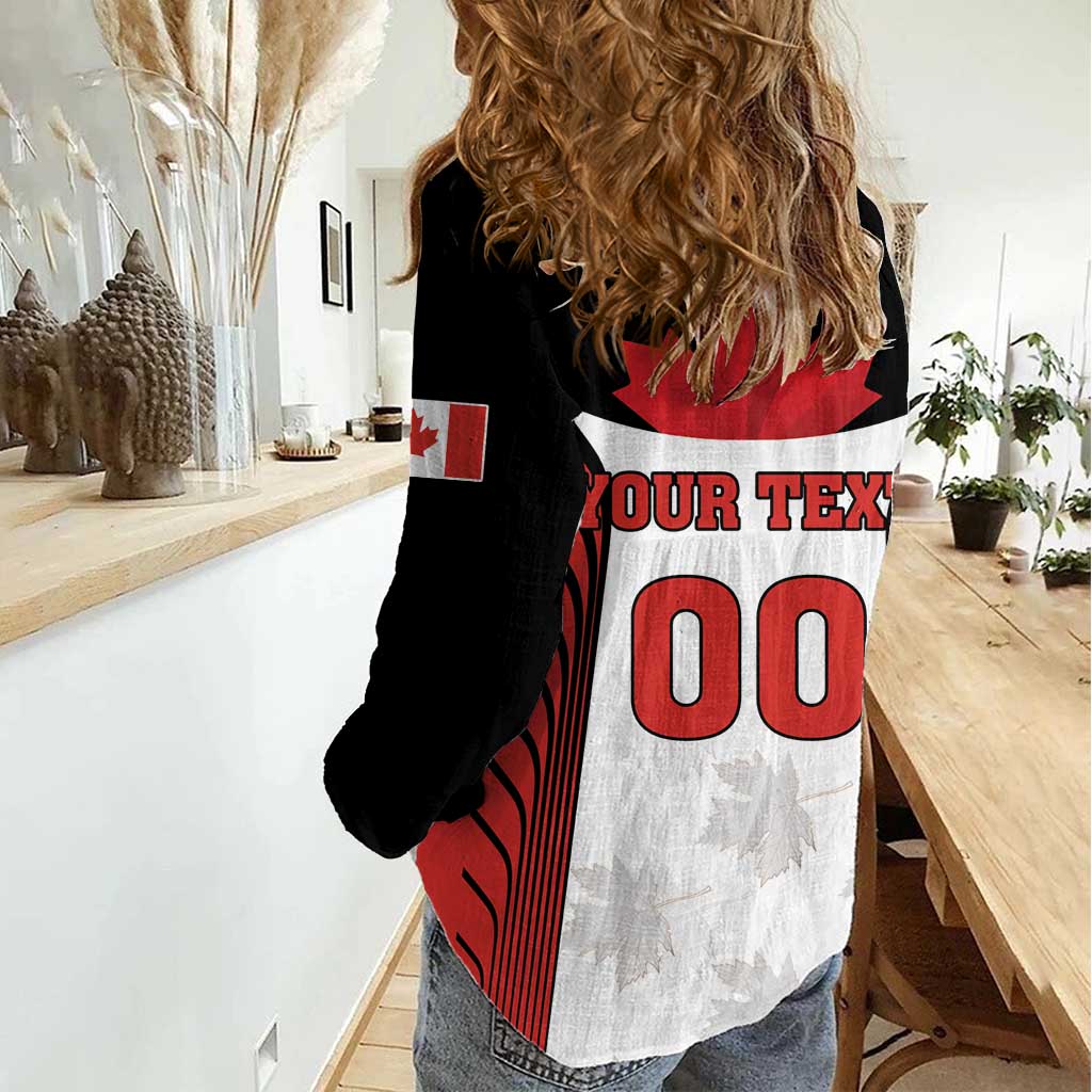 Custom Canada Hockey Women Casual Shirt Moose Playing Ice Hockey