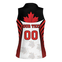 Custom Canada Hockey Women Sleeveless Polo Shirt Moose Playing Ice Hockey