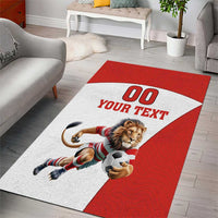 Custom England Football Area Rug Lion Mascot Sporty Version