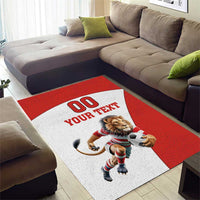 Custom England Football Area Rug Lion Mascot Sporty Version