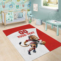 Custom England Football Area Rug Lion Mascot Sporty Version