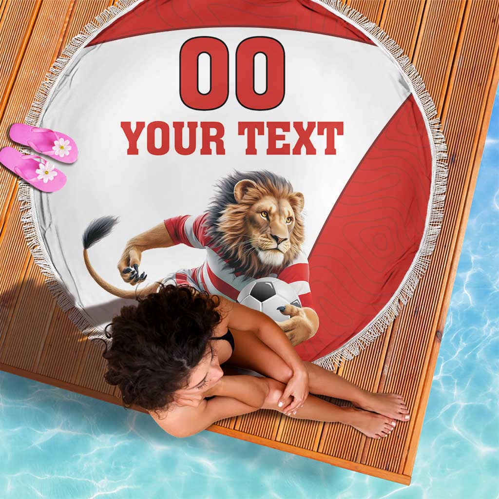 Custom England Football Beach Blanket Lion Mascot Sporty Version