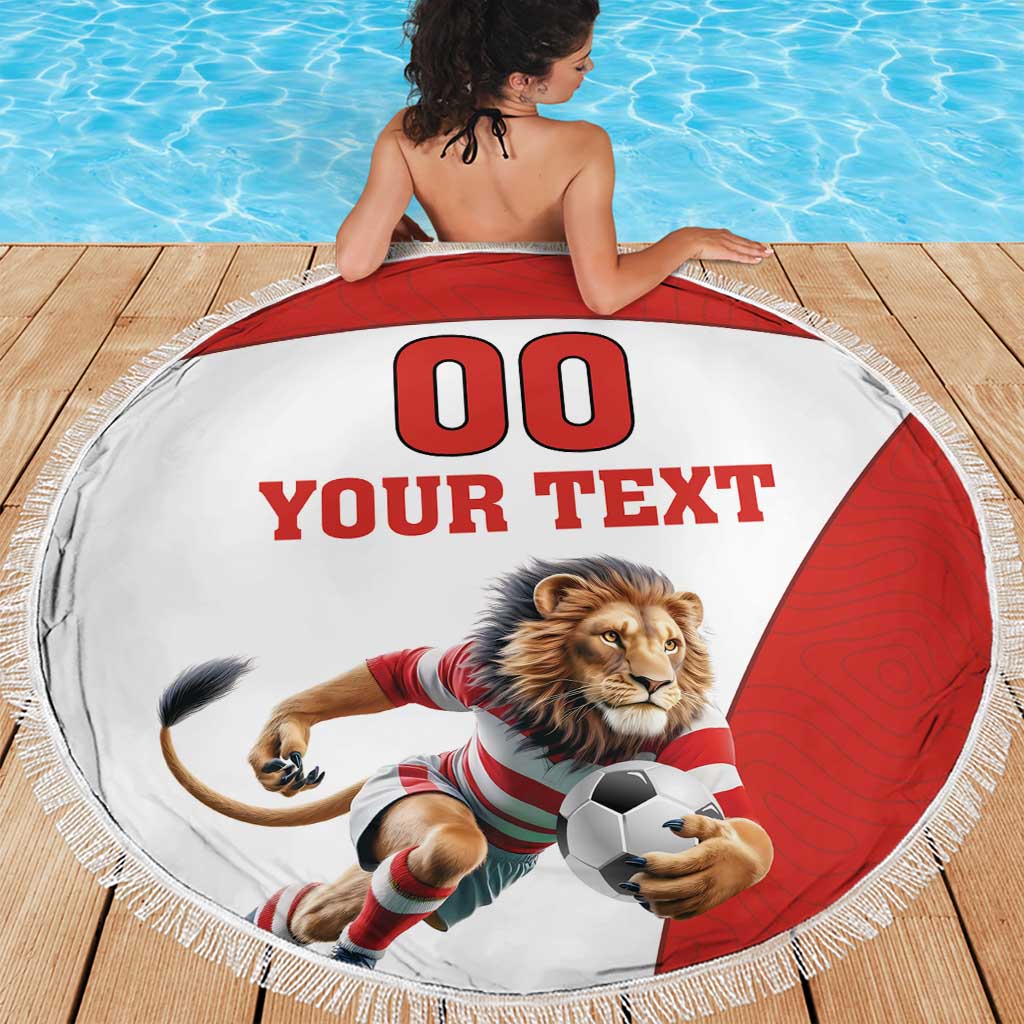 Custom England Football Beach Blanket Lion Mascot Sporty Version