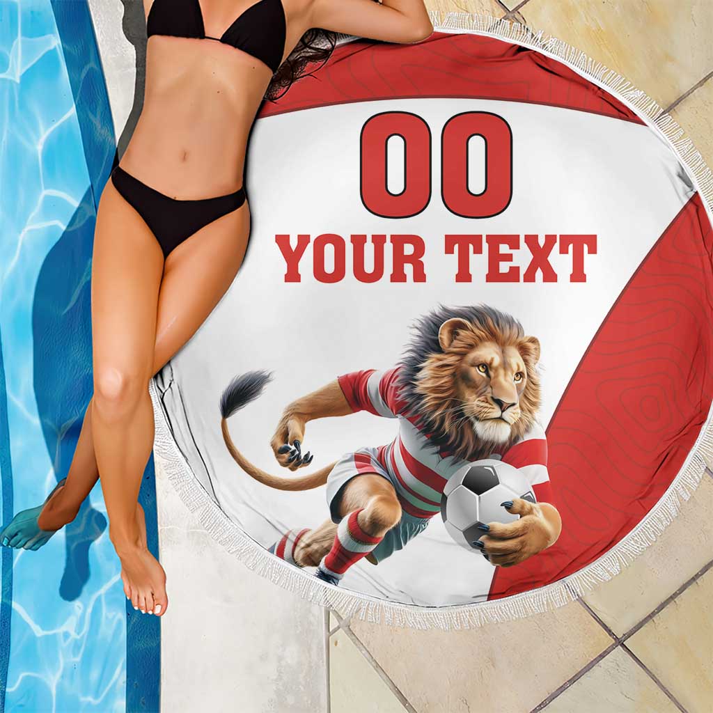 Custom England Football Beach Blanket Lion Mascot Sporty Version