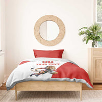 Custom England Football Bedding Set Lion Mascot Sporty Version