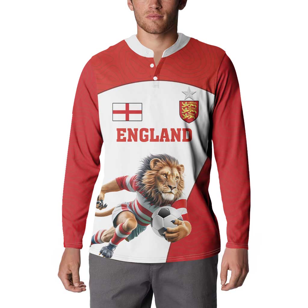 Custom England Football Button Sweatshirt Lion Mascot Sporty Version