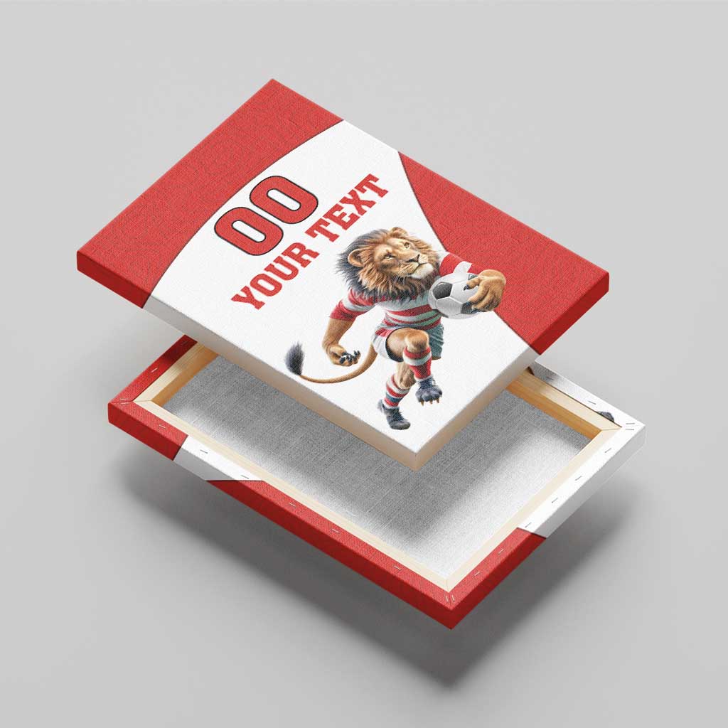 Custom England Football Canvas Wall Art Lion Mascot Sporty Version