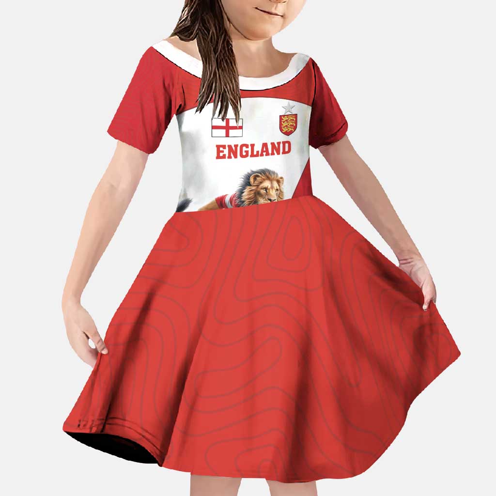 Custom England Football Family Matching Long Sleeve Bodycon Dress and Hawaiian Shirt Lion Mascot Sporty Version
