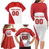 Custom England Football Family Matching Long Sleeve Bodycon Dress and Hawaiian Shirt Lion Mascot Sporty Version