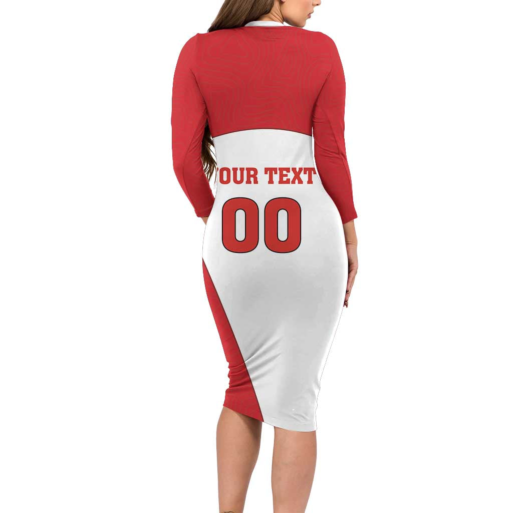 Custom England Football Family Matching Long Sleeve Bodycon Dress and Hawaiian Shirt Lion Mascot Sporty Version
