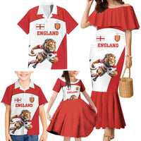 Custom England Football Family Matching Mermaid Dress and Hawaiian Shirt Lion Mascot Sporty Version