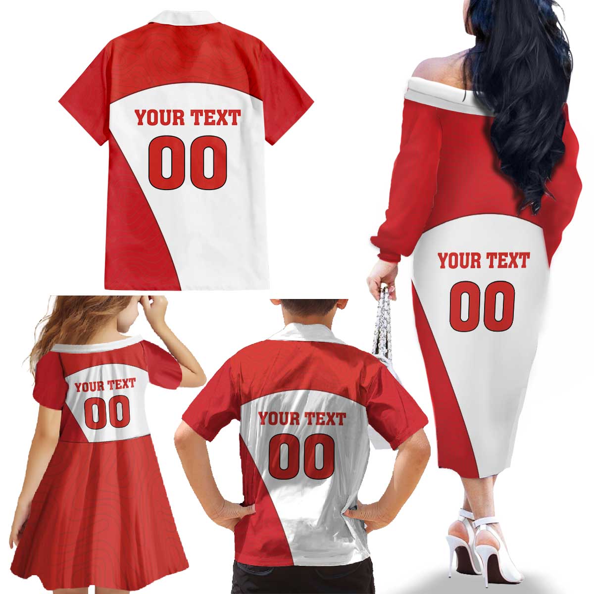 Custom England Football Family Matching Off The Shoulder Long Sleeve Dress and Hawaiian Shirt Lion Mascot Sporty Version
