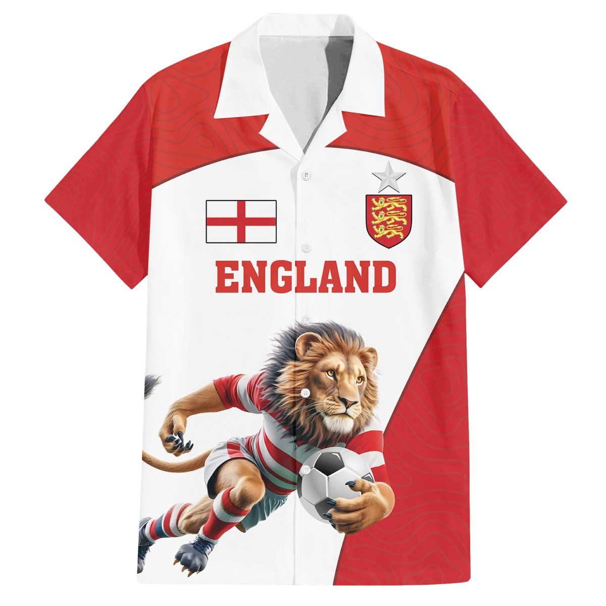 Custom England Football Family Matching Off The Shoulder Long Sleeve Dress and Hawaiian Shirt Lion Mascot Sporty Version
